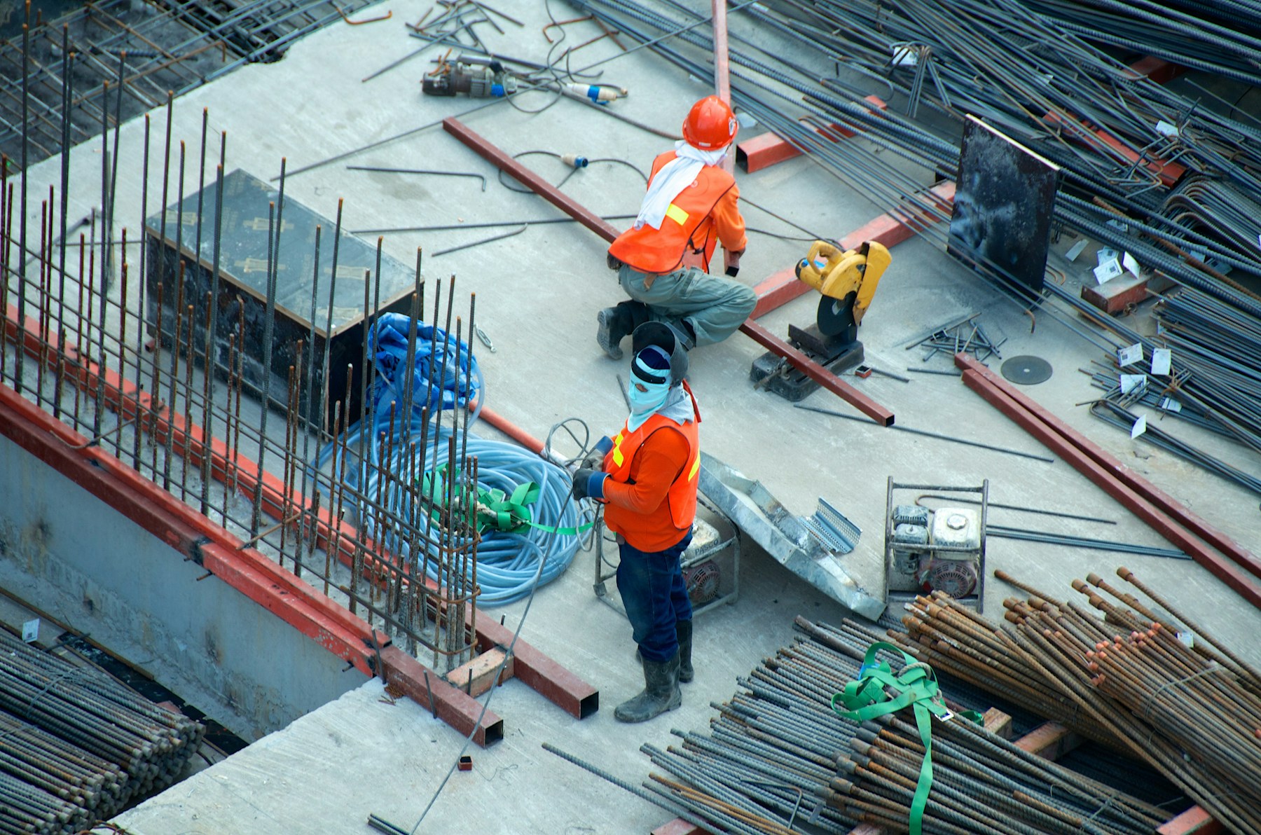Skilled tradespeople working on a construction site